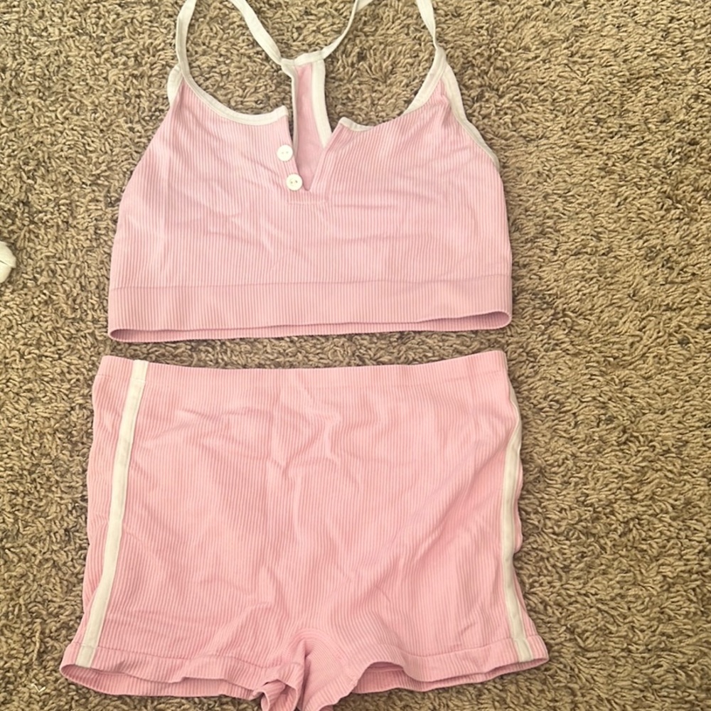 Colsie Pink and White Pajama Set with Racerback Top